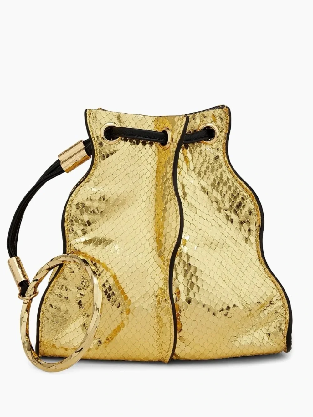 NWOT Ulla Johnson Adria Pleated Wave Drawstring Pochette Bag.
